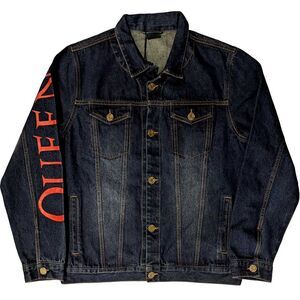 Queen Unisex Adult Crest Cotton Denim Jacket / Denim Blue